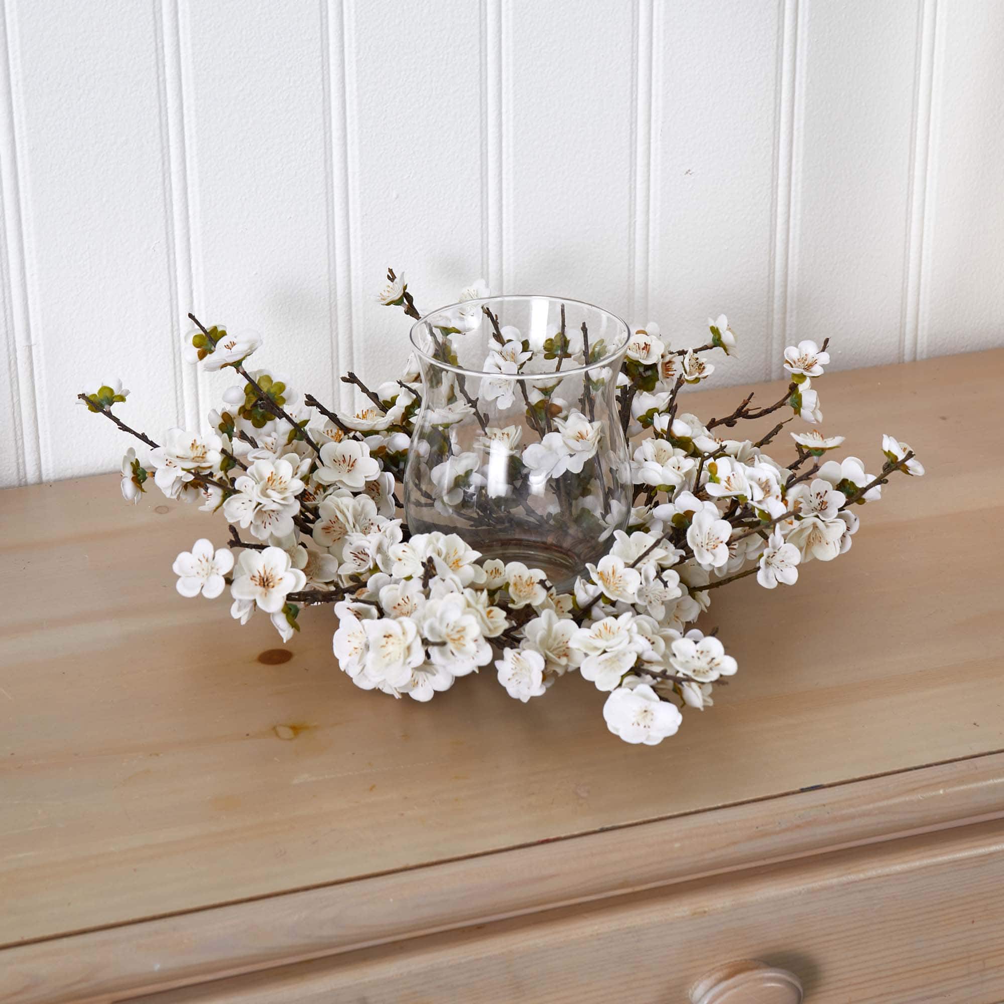 6.5" White Plum Blossom Candelabrum